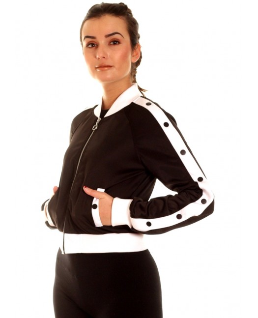 Button Up Track Jacket BlackNWhite