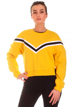 Inset Striped Crew Top Honey