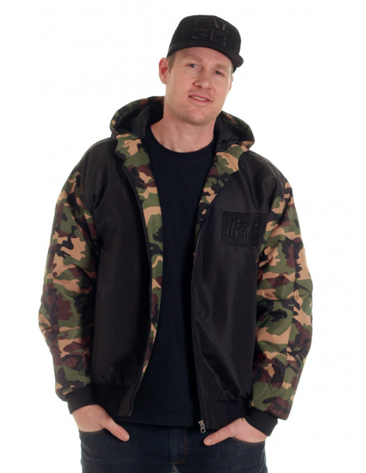 BSAT Winter Jacket BlackNCamo Woodland