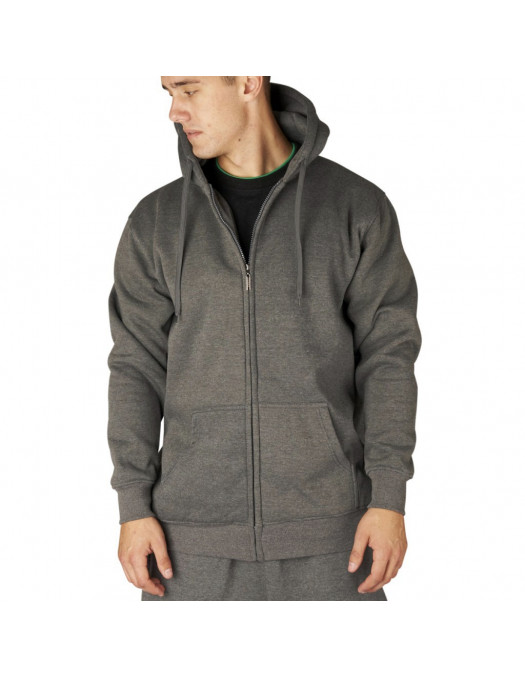 Townz Zip Dark Grey Plain Hoody