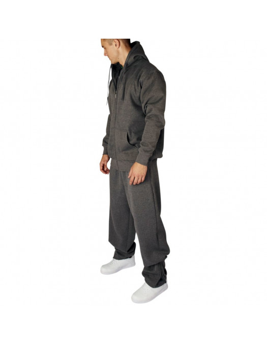 Townz Zip Dark Grey Plain Hoody