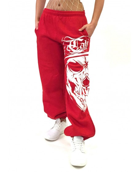 Cali Skull Sweatpants RedNWhite by BSAT