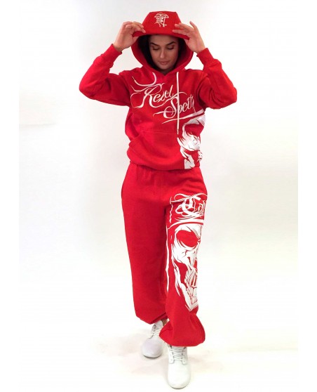 Cali Skull Sweatpants RedNWhite by BSAT
