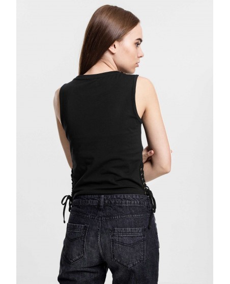 Sporty Lace Up Cropped Top Black