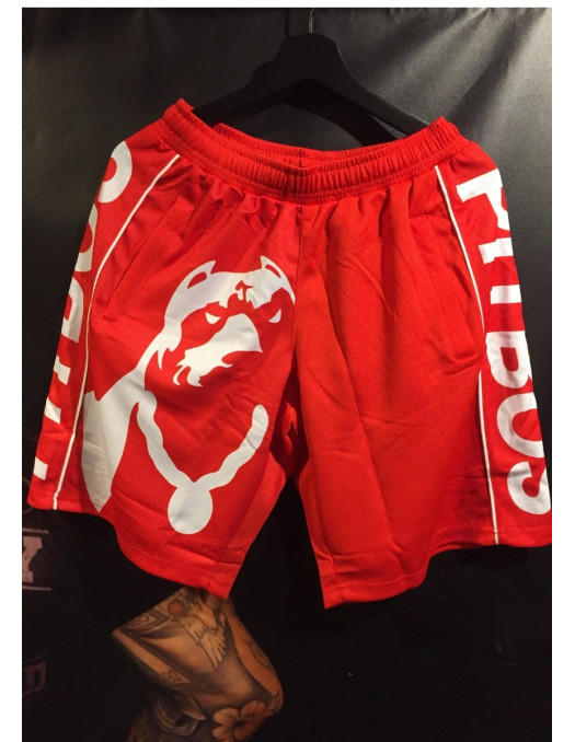 Pitbos Shorts Dog Logo RedNWhite