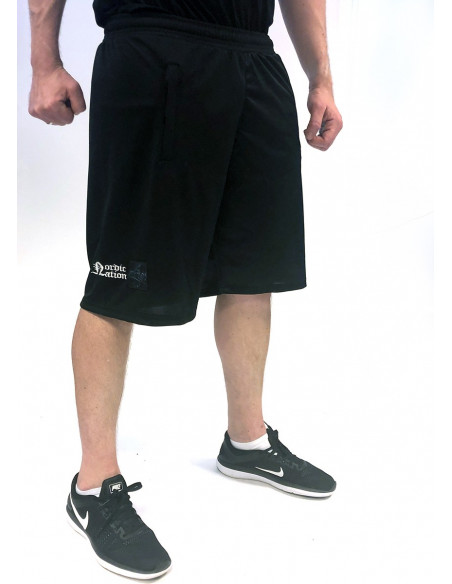 Black Mesh Shorts Struck Viking by Nordic Worlds