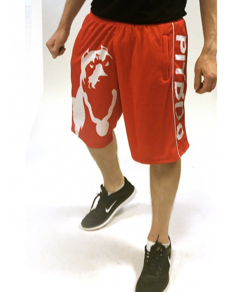 Pitbos Shorts Dog Logo RedNWhite