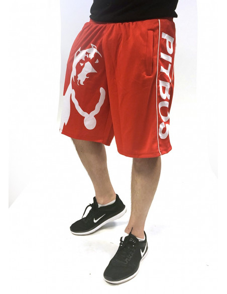 Pitbos Shorts Dog Logo RedNWhite