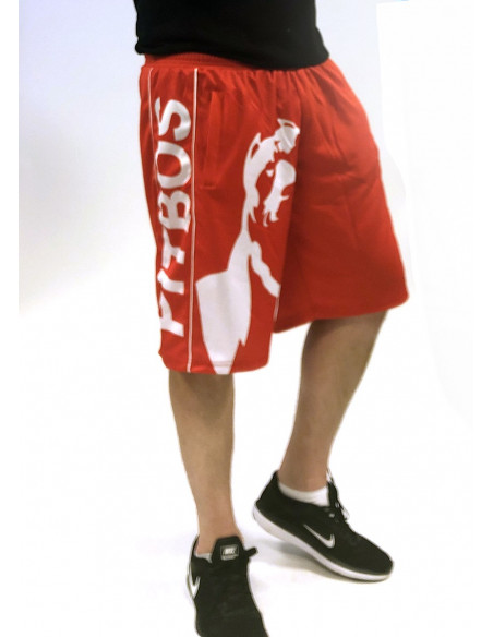 Pitbos Shorts Dog Logo RedNWhite