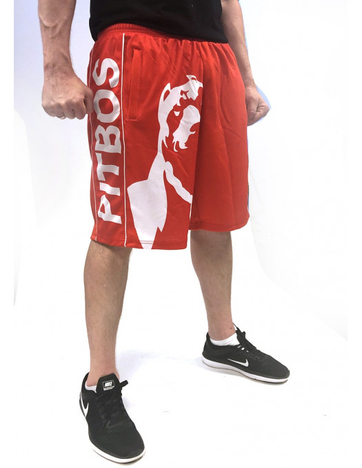 Pitbos Shorts Dog Logo RedNWhite