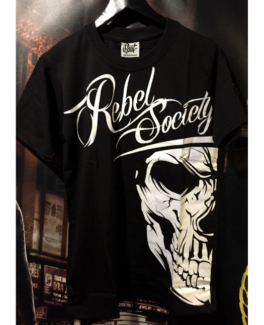 BSAT Rebel Society Skull T-Shirt Black