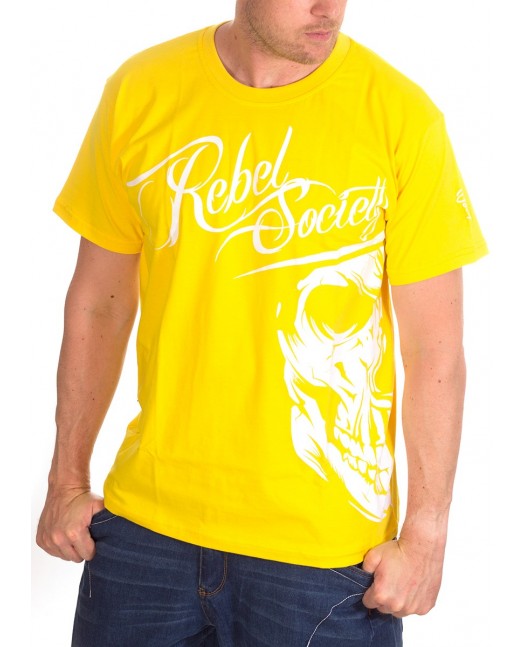 BSAT Rebel Society Skull T-Shirt Yellow