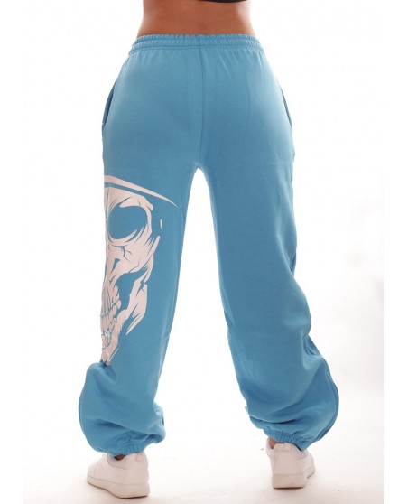 Cali Skull Sweatpants SkyblueNwhite by BSAT
