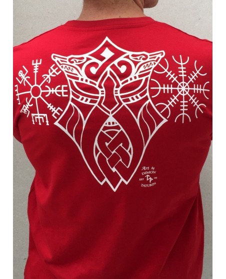 Vegvisir T-Shirt Red By Nordic Worlds Premium Cotton