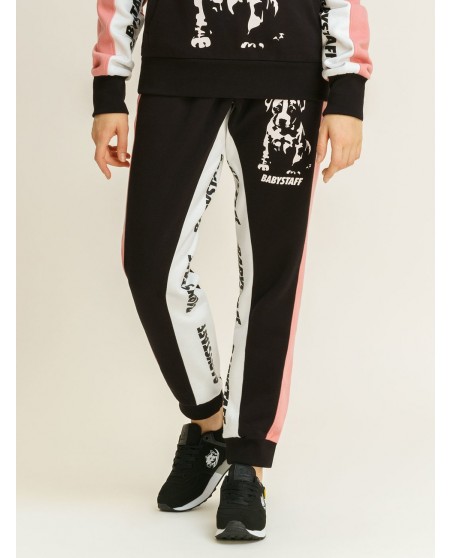 Babystaff dog logo Sweatpants BlackWhiteNPink