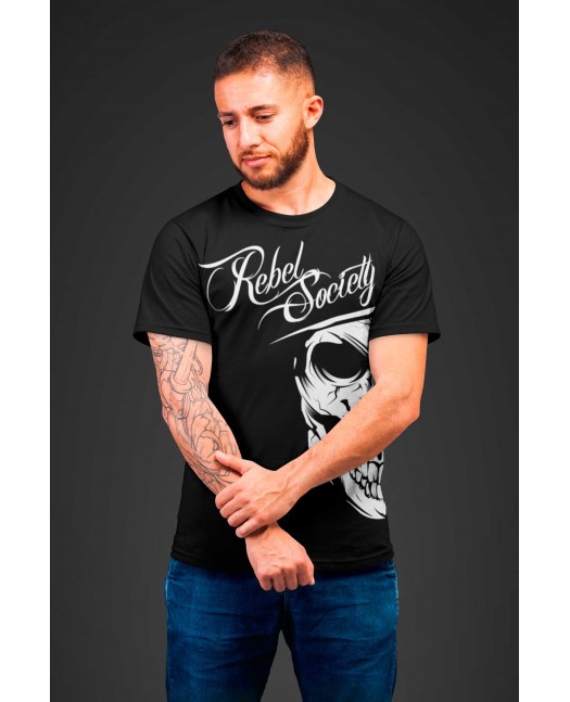 BSAT Rebel Society Skull T-Shirt Black