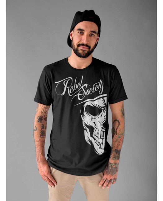 BSAT Rebel Society Skull T-Shirt Black