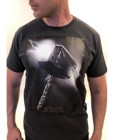 Thors Hammer T-Shirt Grey by Nordic Worlds Premium Cotton