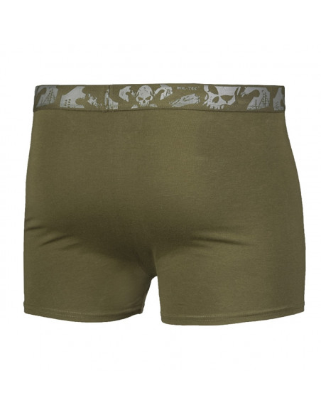 2 Pack Boxer Shorts Skull Olive by Tech Wear