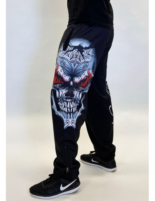 BSAT Skull On Fire Sweatpants Black