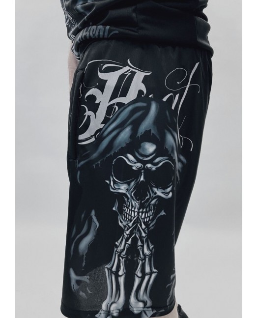 Dark Praying Skull Mesh Shorts by BSAT