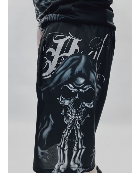 Dark Praying Skull Mesh Shorts by BSAT