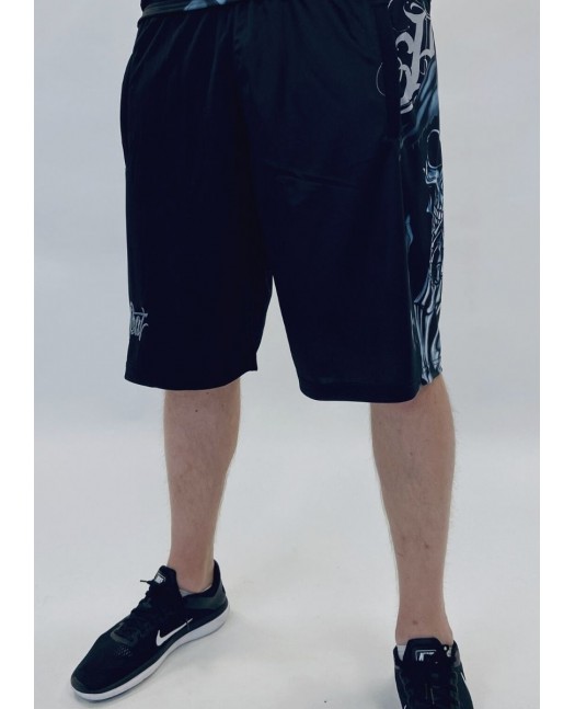 Dark Praying Skull Mesh Shorts by BSAT