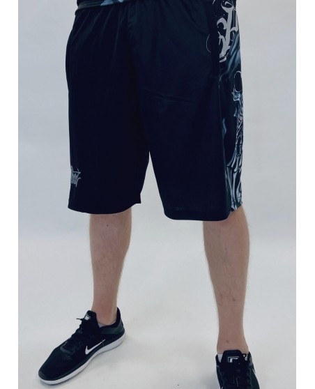 Dark Praying Skull Mesh Shorts by BSAT