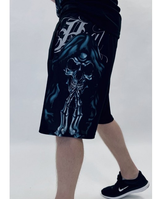 Dark Praying Skull Mesh Shorts by BSAT