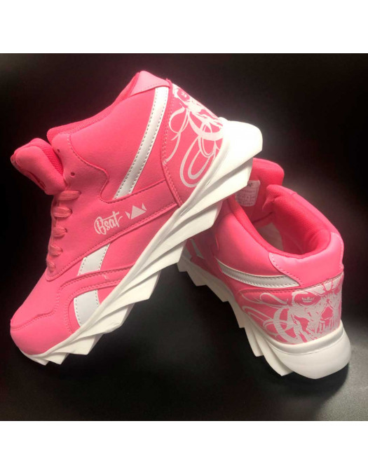 Skull Race Sneakers PinkNWhite by BSAT