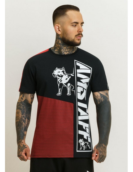 Striped Dog Logo T-Shirt BlackNRed by Amstaff