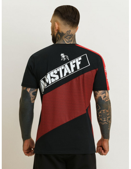 Striped Dog Logo T-Shirt BlackNRed by Amstaff