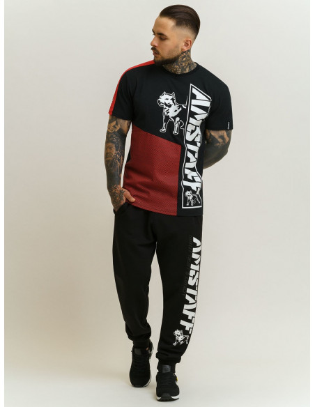 Striped Dog Logo T-Shirt BlackNRed by Amstaff