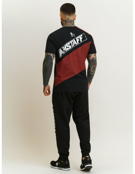 Striped Dog Logo T-Shirt BlackNRed by Amstaff