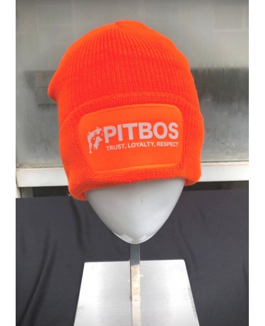 Pitbos Logo Beanie OrangeNWhite