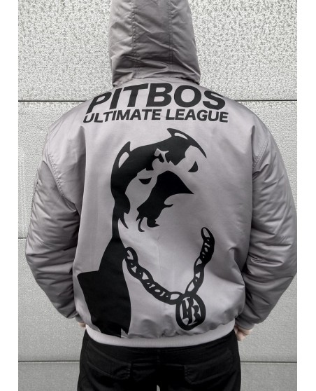 Pitbos Dog Winter Jacket GreyNBlack