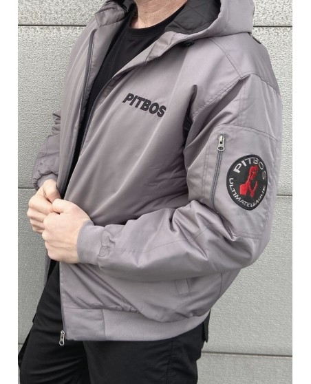 Pitbos Dog Winter Jacket GreyNBlack