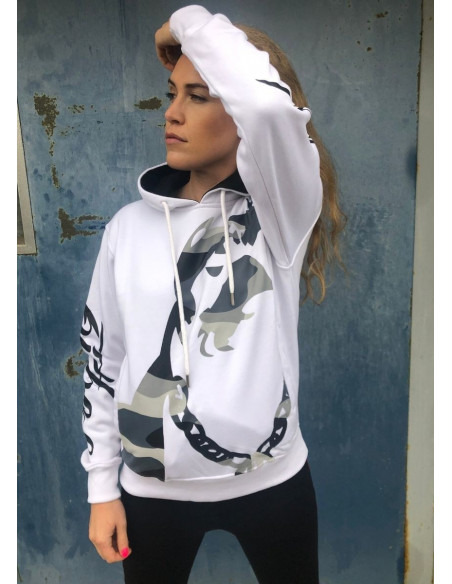 Camo Dog Hoodie White by Pitbos