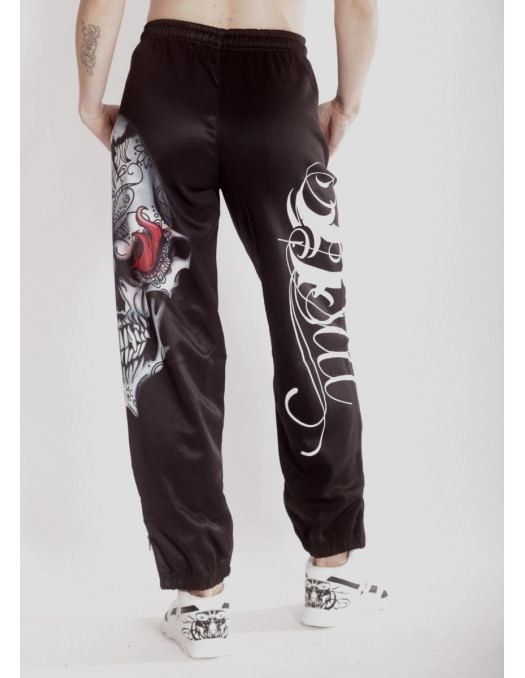 Skull On Fire Sweatpants Black by BSAT