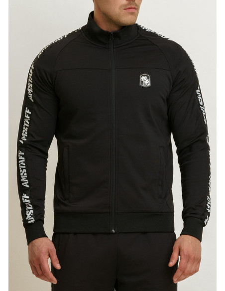 Striped Logo Track Jacket by Amstaff Black