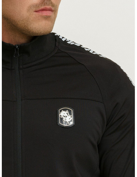 Striped Logo Track Jacket by Amstaff Black