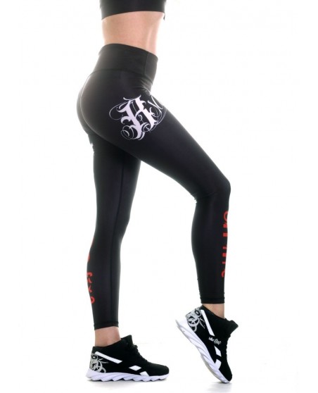 On Fire Skull Leggings Black by BSAT