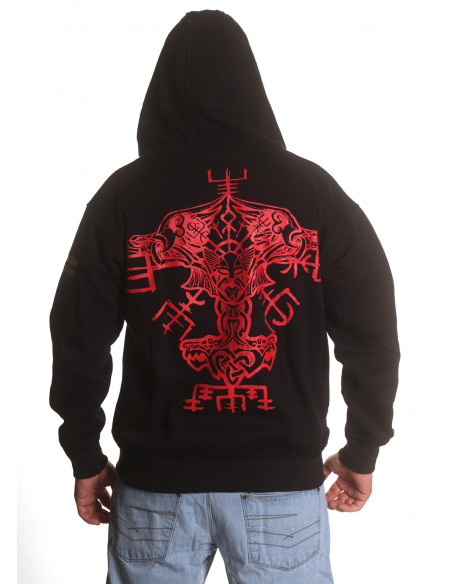 Norse Myth ZipHoodie BlackRedNGold by Nordic Worlds