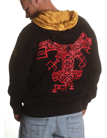 Norse Myth ZipHoodie BlackRedNGold by Nordic Worlds