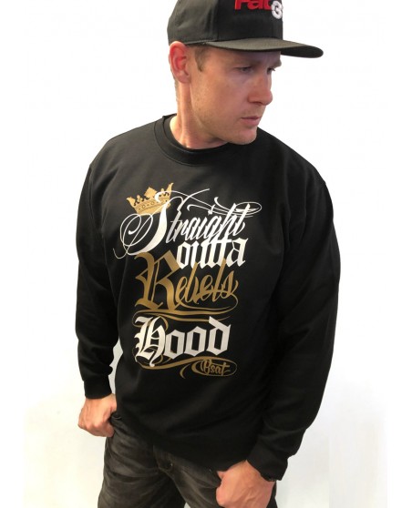 BSAT Rebels Hood Crewneck Black/WhiteNGold