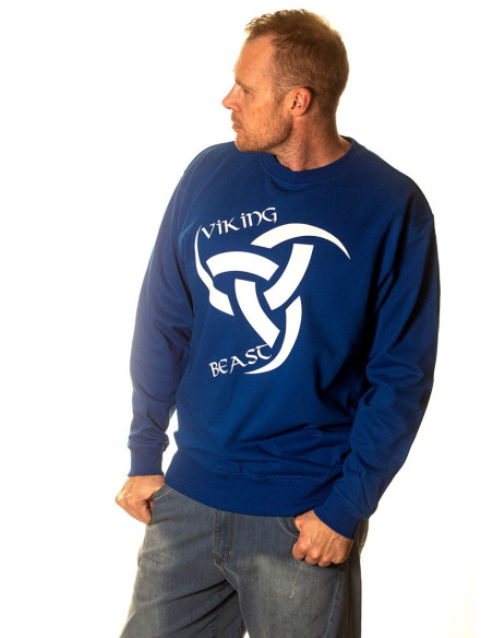 Viking Beast Odins Horn Sweatshirt Swedish Blue