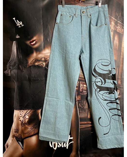 Art Script Baggy Jeans Vintage Blue...
