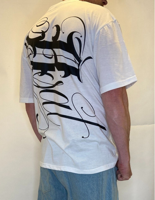 BSAT Art Script T-Shirt WhiteNBlack...