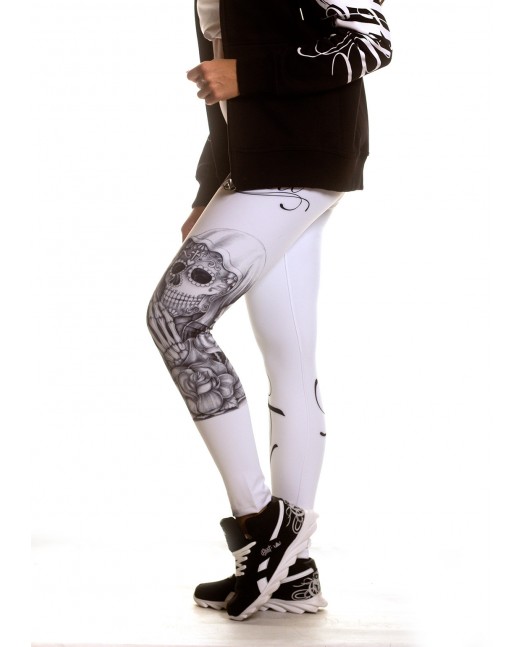 Praying Skull White Leggings