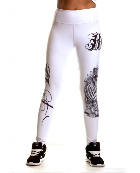 Praying Skull White Leggings